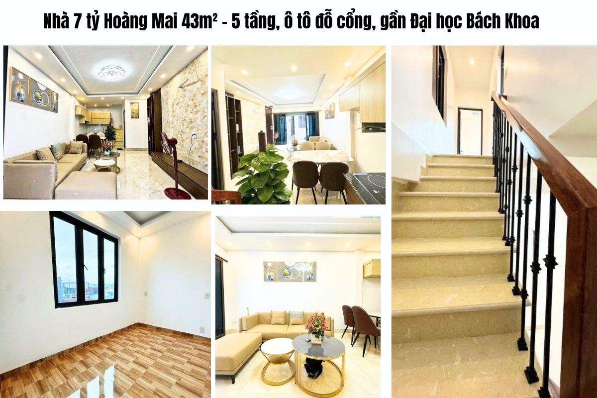 Nhà 7 tỷ Hoàng Mai 43m² – 5 tầng, ô tô đỗ cổng, gần Đại học Bách Khoa