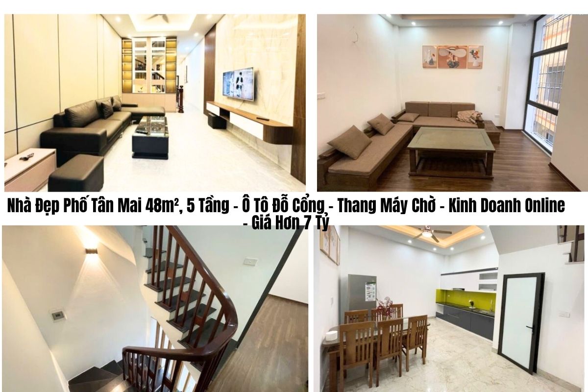 Nhà Đẹp Phố Tân Mai 48m², 5 Tầng – Ô Tô Đỗ Cổng – Thang Máy Chờ – Kinh Doanh Online – Giá Hơn 7 Tỷ