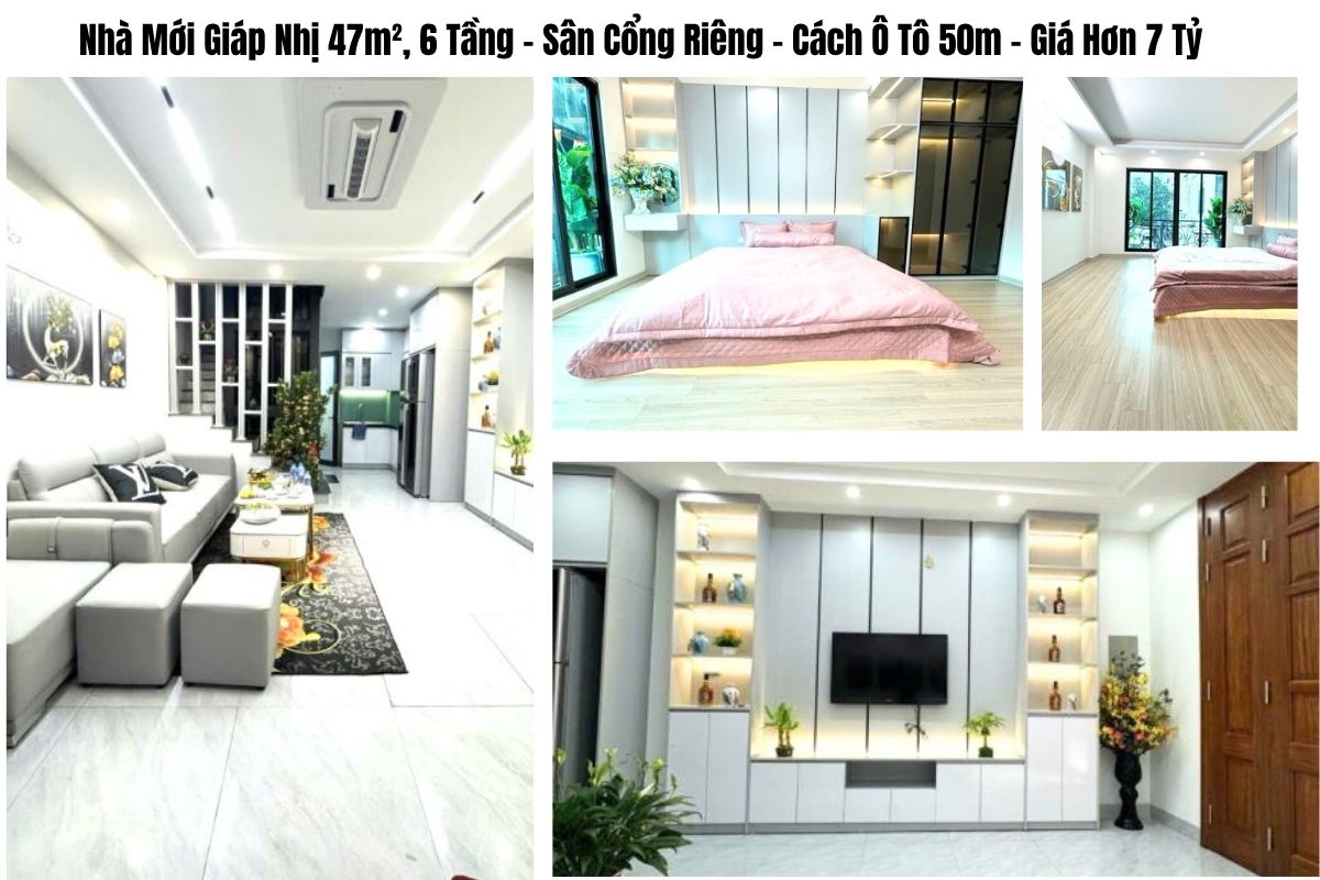 Nhà Mới Giáp Nhị 47m², 6 Tầng – Sân Cổng Riêng – Cách Ô Tô 50m – Giá Hơn 7 Tỷ