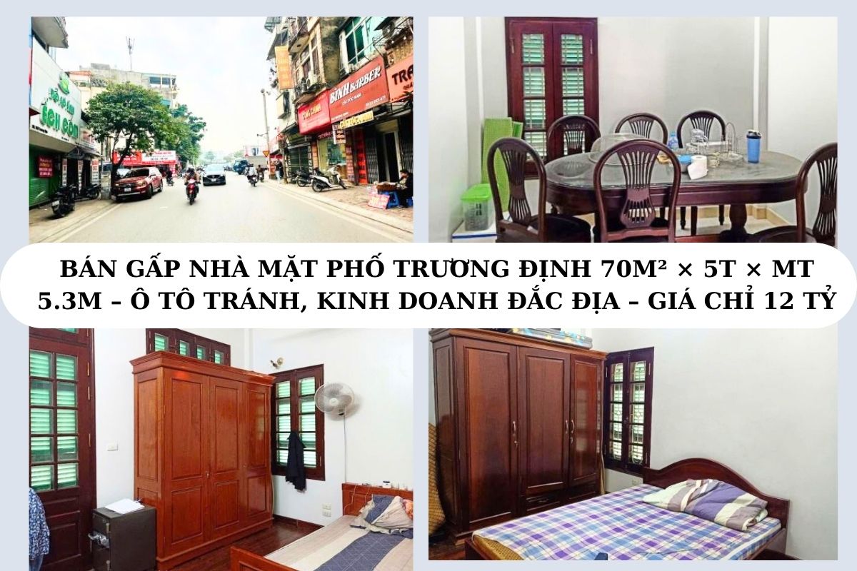 BÁN GẤP NHÀ MẶT PHỐ TRƯƠNG ĐỊNH 70M² × 5T × MT 5.3M – Ô TÔ TRÁNH, KINH DOANH ĐẮC ĐỊA – GIÁ CHỈ 12 TỶ