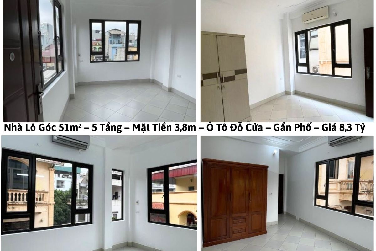 Nhà Lô Góc 51m² – 5 Tầng – Mặt Tiền 3,8m – Ô Tô Đỗ Cửa – Gần Phố – Giá 8,3 Tỷ