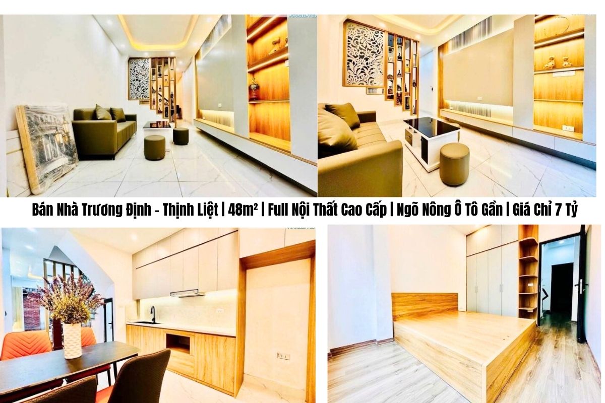 Bán Nhà Trương Định – Thịnh Liệt | 48m² | Full Nội Thất Cao Cấp | Ngõ Nông Ô Tô Gần | Giá Chỉ 7 Tỷ