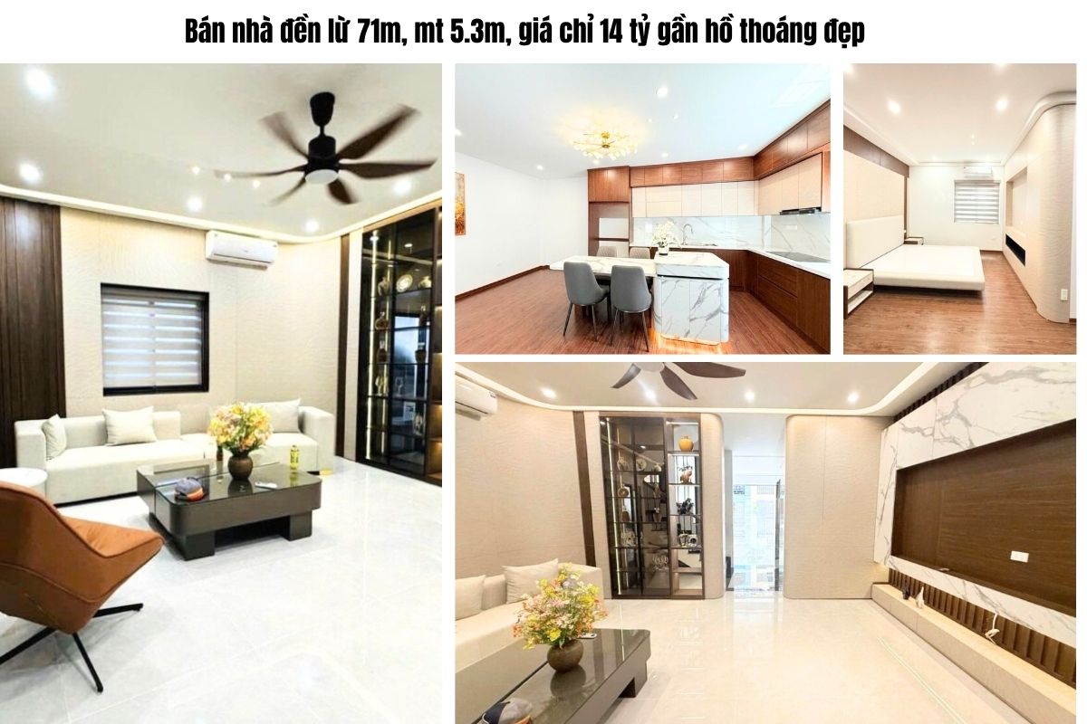Bán nhà đền lừ 71m, mt 5.3m, giá chỉ 14 tỷ gần hồ thoáng đẹp