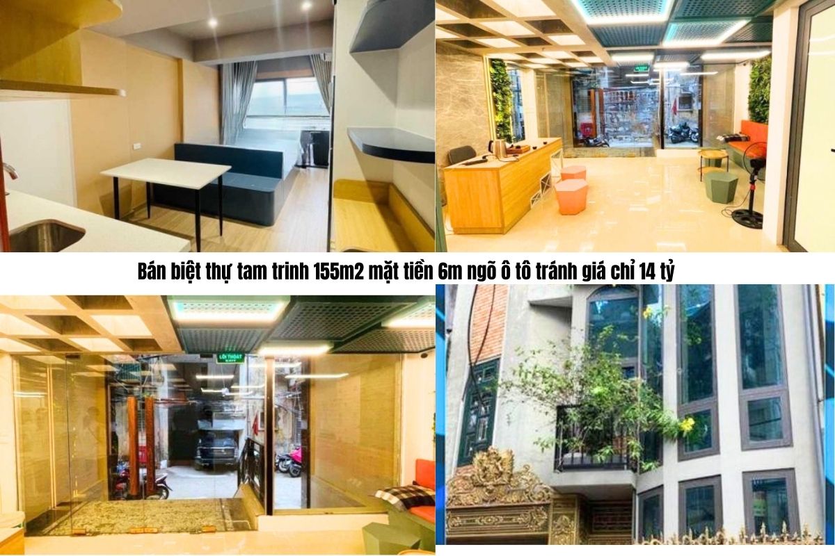 Bán biệt thự tam trinh 155m2 mặt tiền 6m ngõ ô tô tránh giá chỉ 14 tỷ
