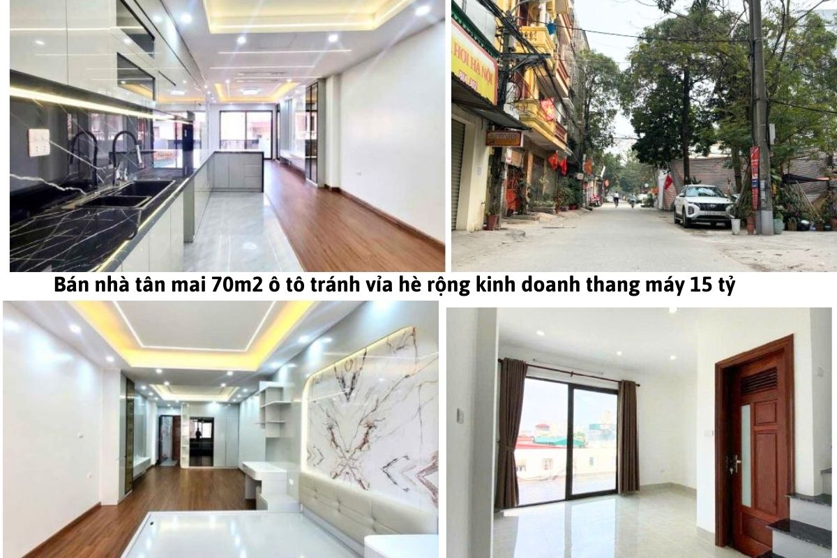 Bán nhà tân mai 70m2 ô tô tránh vỉa hè rộng kinh doanh thang máy 15 tỷ
