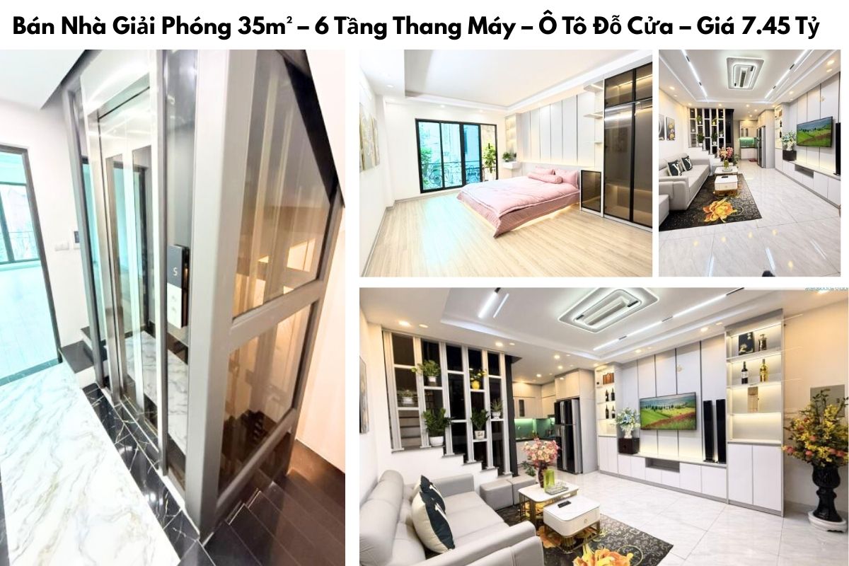 Bán Nhà Giải Phóng 35m² – 6 Tầng Thang Máy – Ô Tô Đỗ Cửa – Giá 7.45 Tỷ